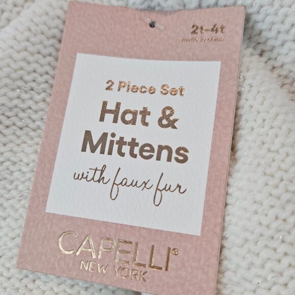 Toddler Girls Unicorn Winter Hat and Mitten Set NWT 2t-4t Capelli New York - Picture 3 of 8